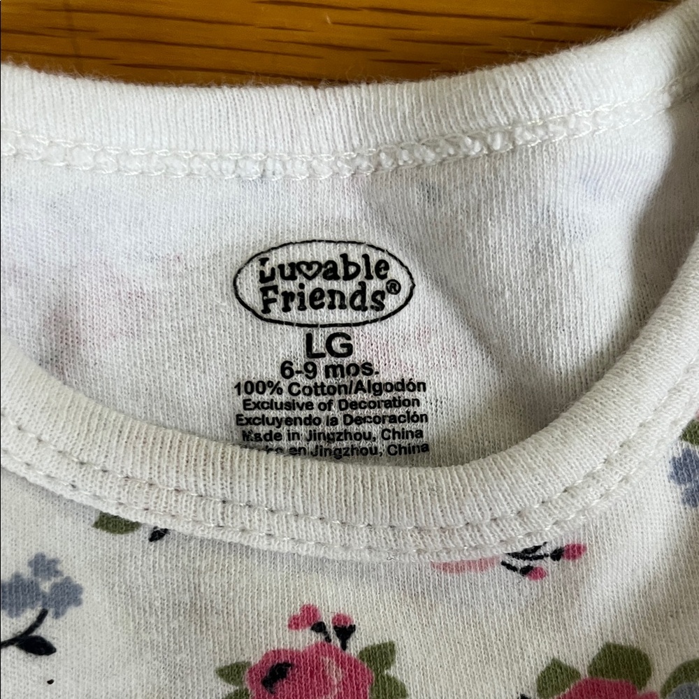 Luvable Friends White Dress with Pink and Blue Floral Design - Picture 2 of 3
